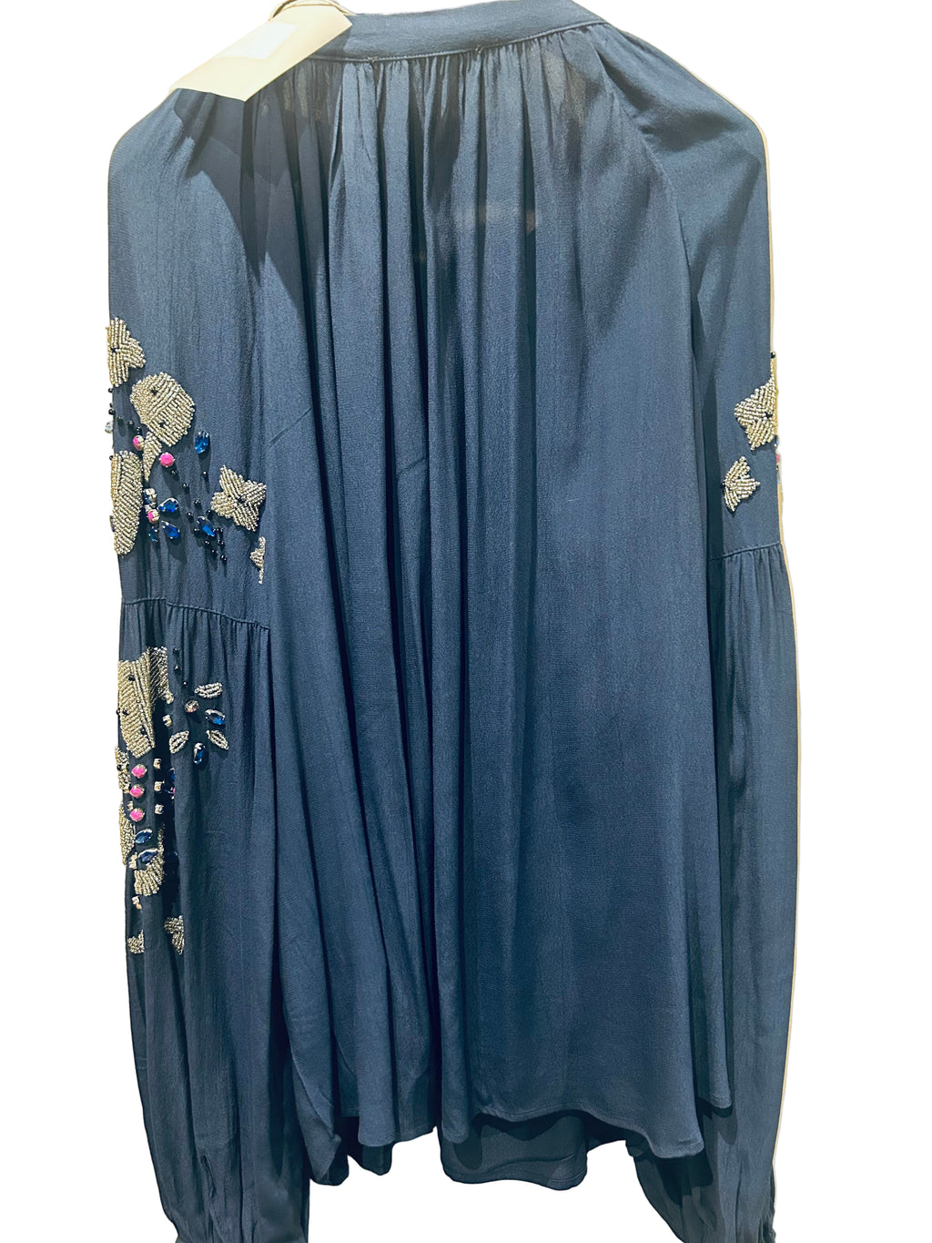 Camicia blu ricamata